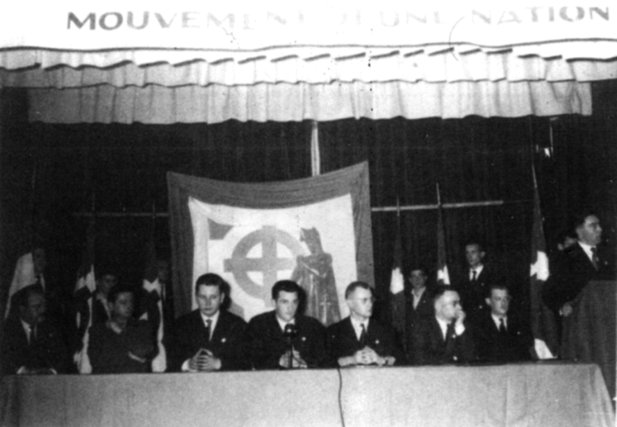 Réunion du mouvement Jeune nation à la fin des années 1950 à Orléans, sur le thème : Aujourd'hui, Orléans, c'est Alger.