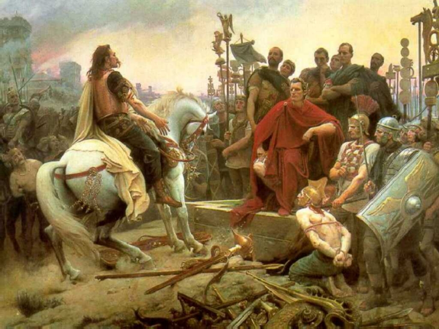 Vercingétorix jette ses armes aux pieds de César par Lionel Royer.