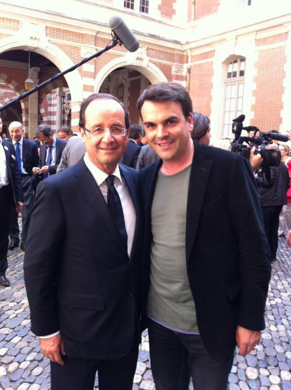 François Hollande et Thomas Thévenoud, probablement à la sortie d'un séminaire sur la République exemplaire.