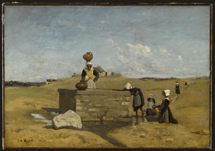 Jean-Baptiste Camille Corot, Bretonnes à la fontaine, Bourg de Batz
