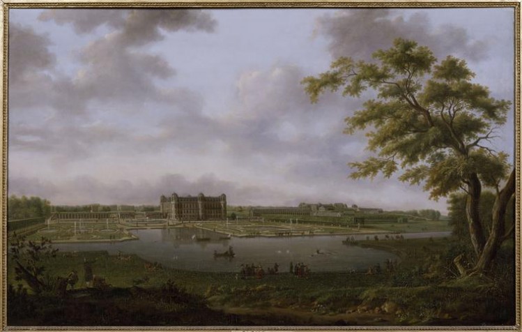 Hendrik Frans de Cort, Le château de Chantilly vu du Vertugadin, (1781)