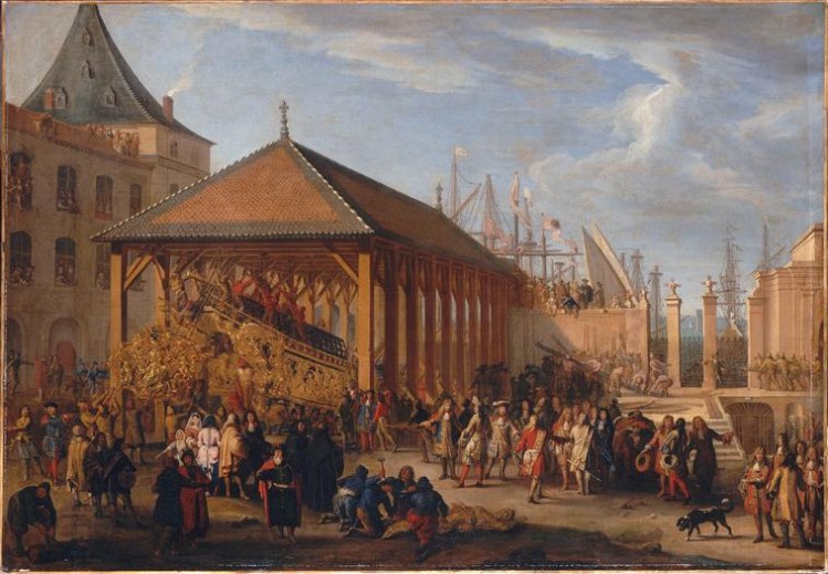 Jean-Baptiste de La Rose l'Ancien, Le Marquis de Seignelay et le duc de Vivonne visitant la galère Réale en construction