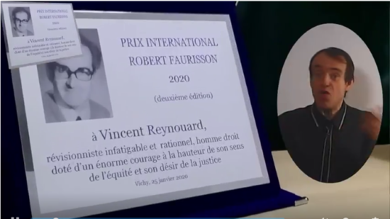 Vincent Reynouard lauréat du « Prix International Robert-Faurisson » (vidéo)